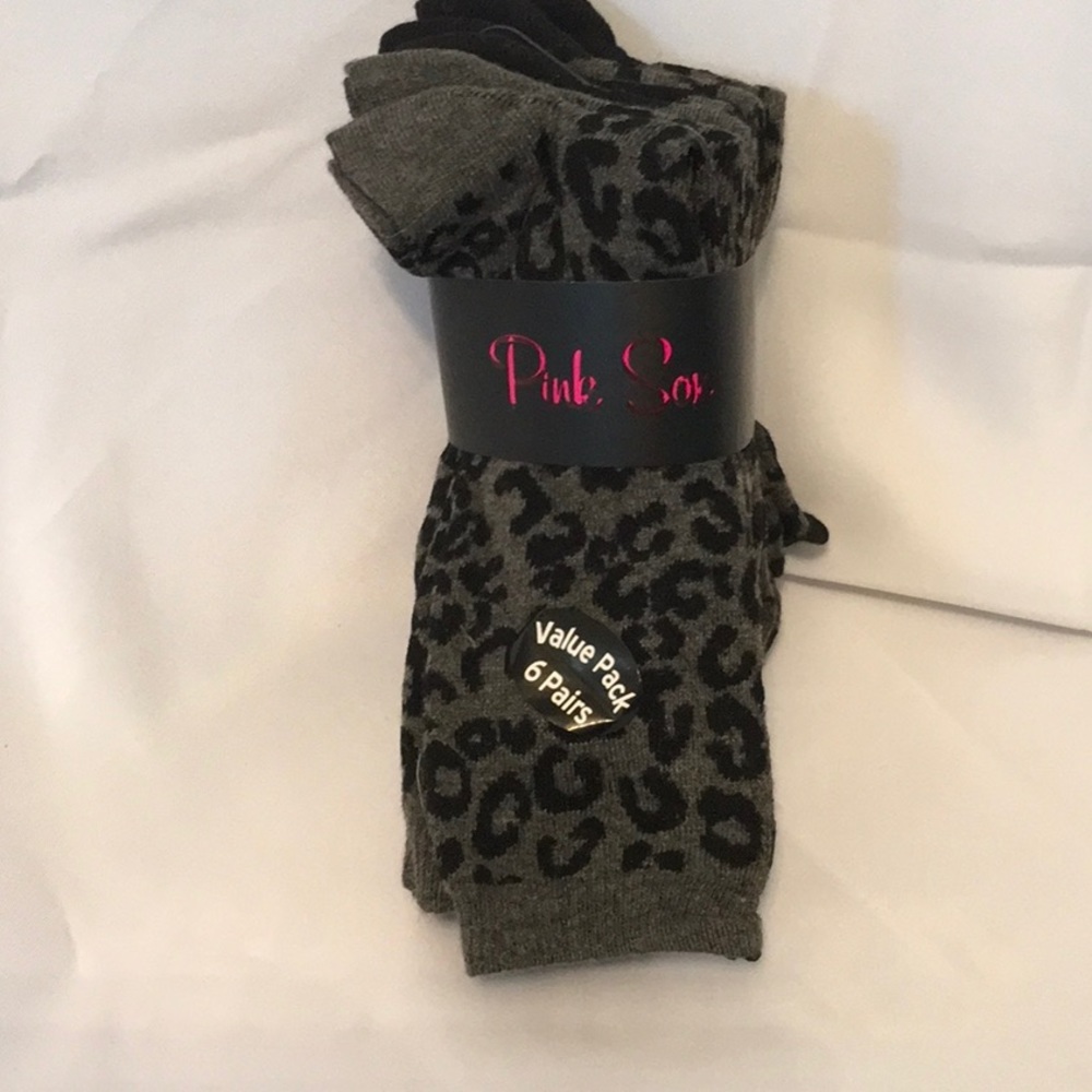 Pink Sox 6 pack of leopard socks